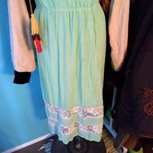 Btween light green skirt